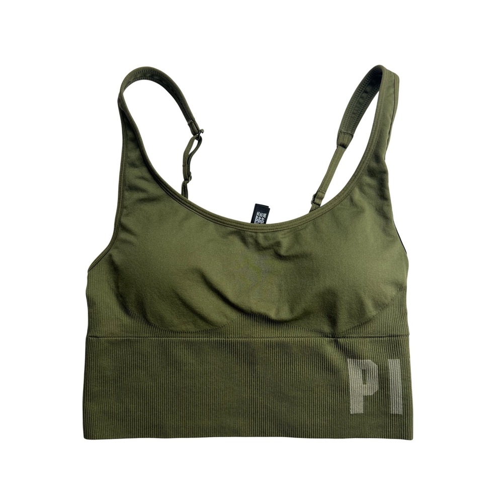 Victoria's Secret PINK Sport Seamless Lightly Lined Sports Bra Olive Green Med